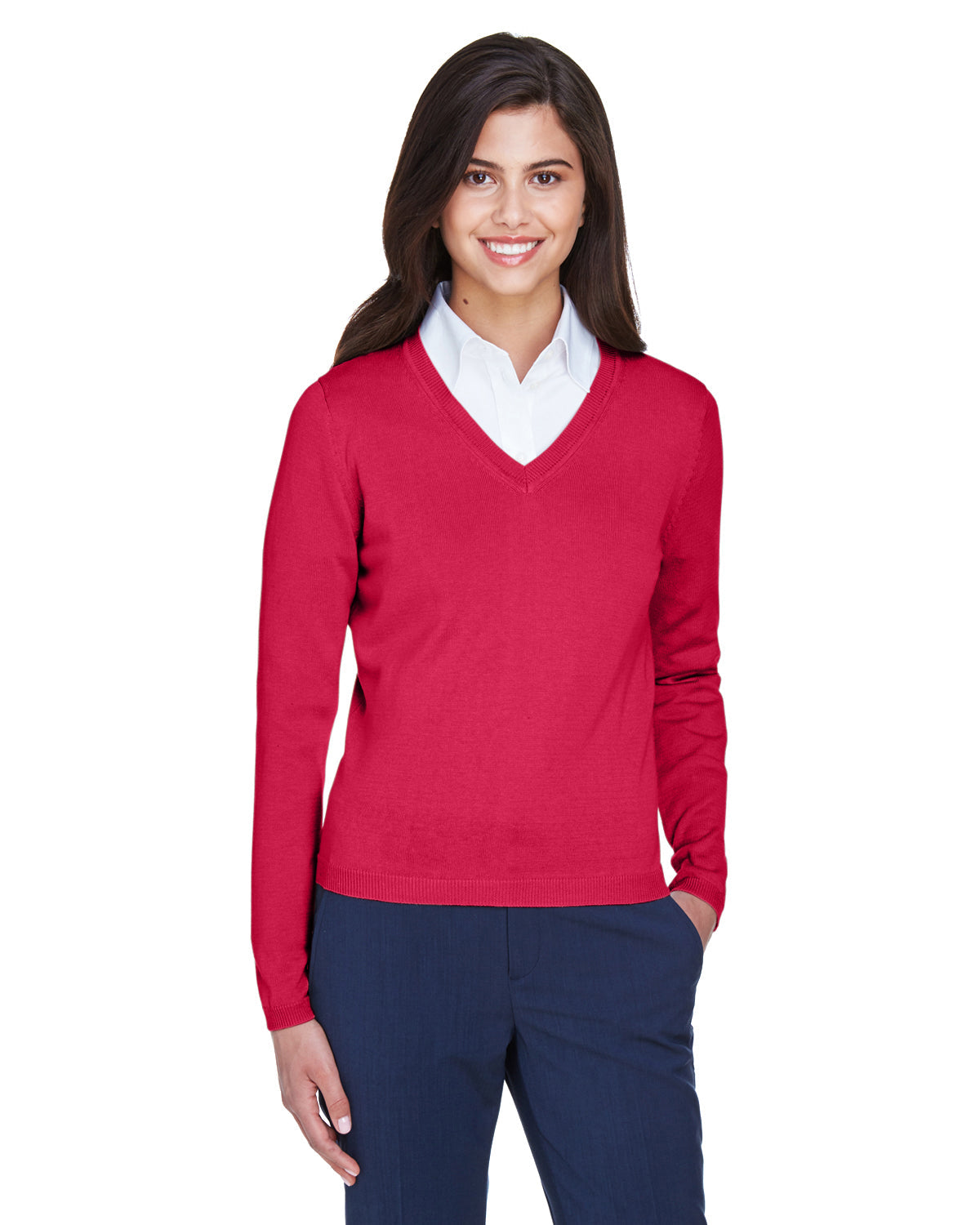 Devon & Jones Ladies' V-Neck Sweater