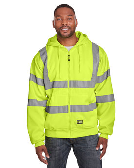 Berne Men's Berne Hi-Vis Class 3 Lined Full-Zip Hooded Sweatshirt