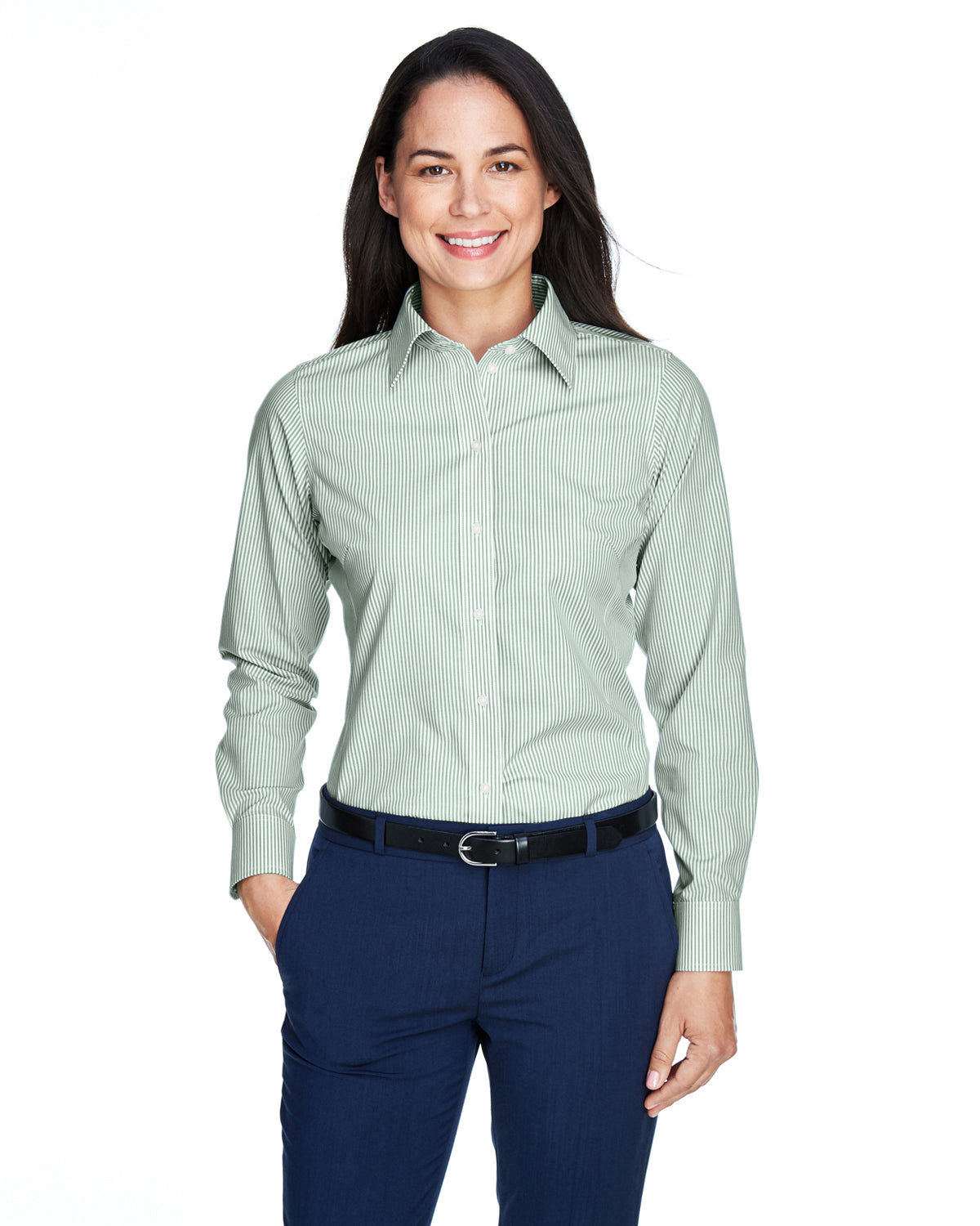 Devon & Jones Ladies' Crown Woven Collection™ Banker Stripe